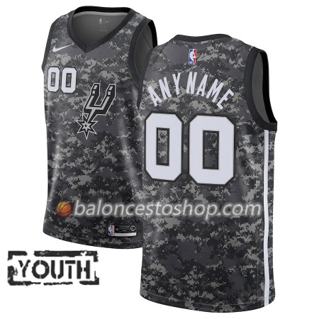Camiseta Niños NBA San Antonio Spurs Personalizadas 2018-19 Nike City Edition Negro Swingman
